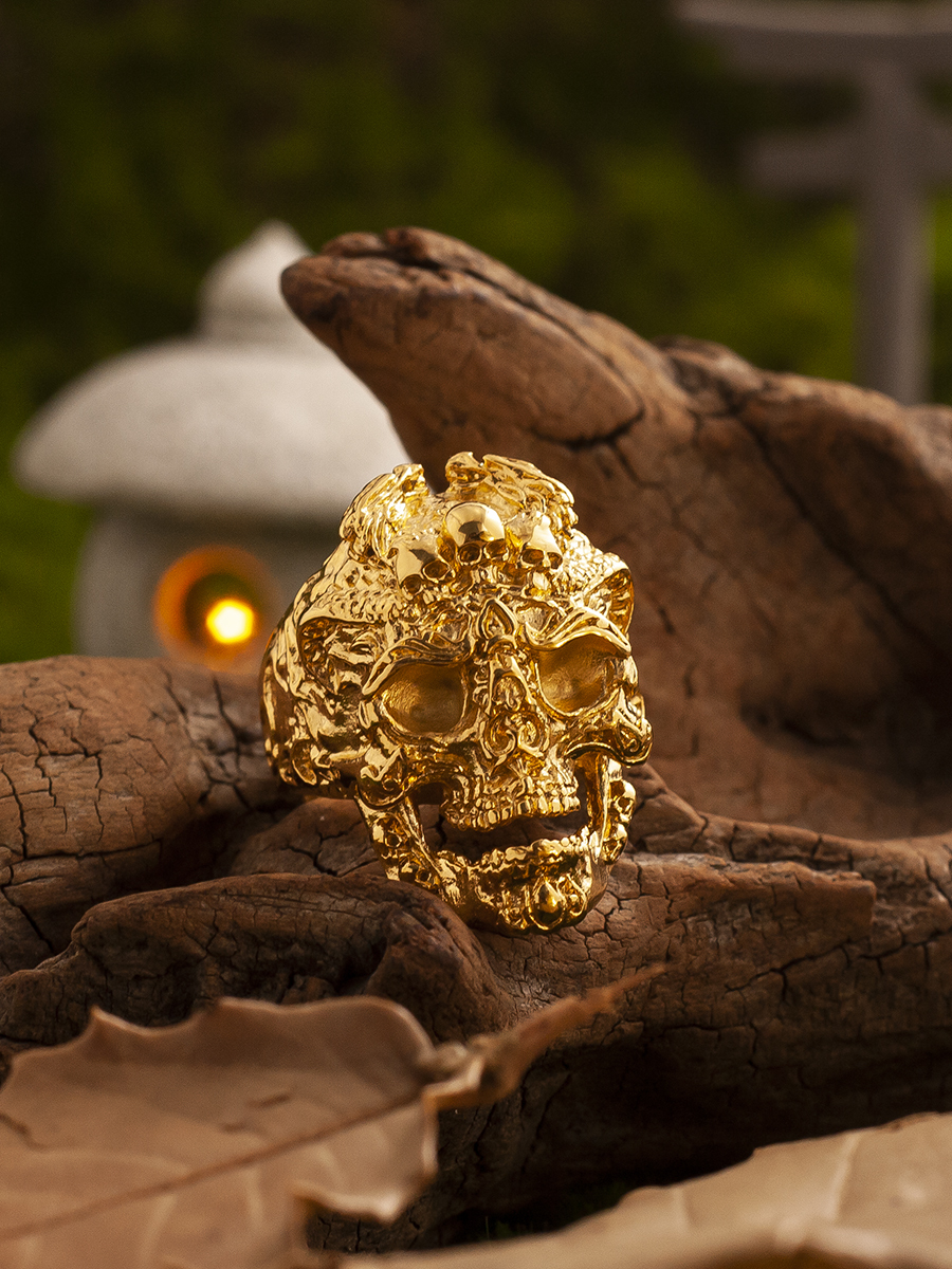 Dragon pattern skull open ring