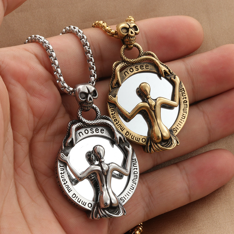 Magic Mirror Skull Pendant Necklace