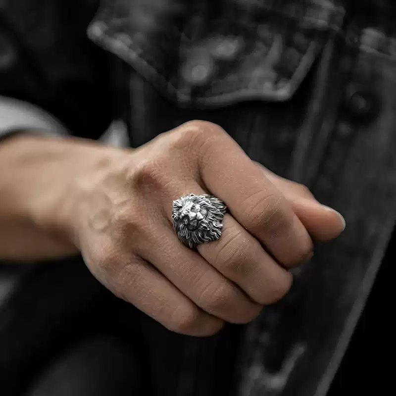 3D lion domineering wide face big ring