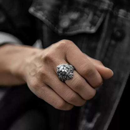 3D lion domineering wide face big ring