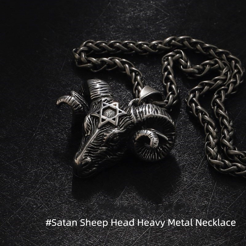Satan sheep head necklace