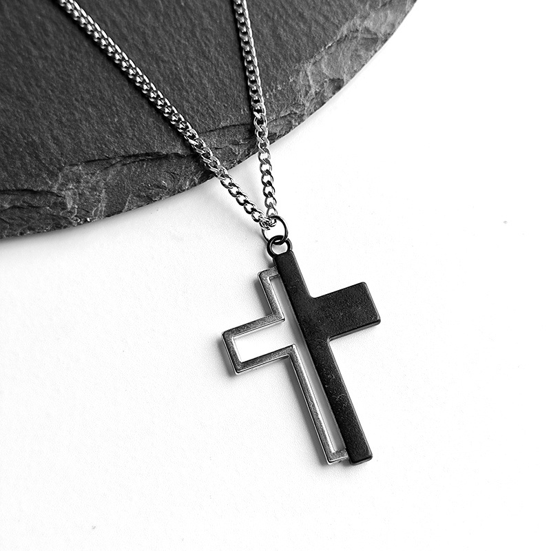 Two-tone cross necklace