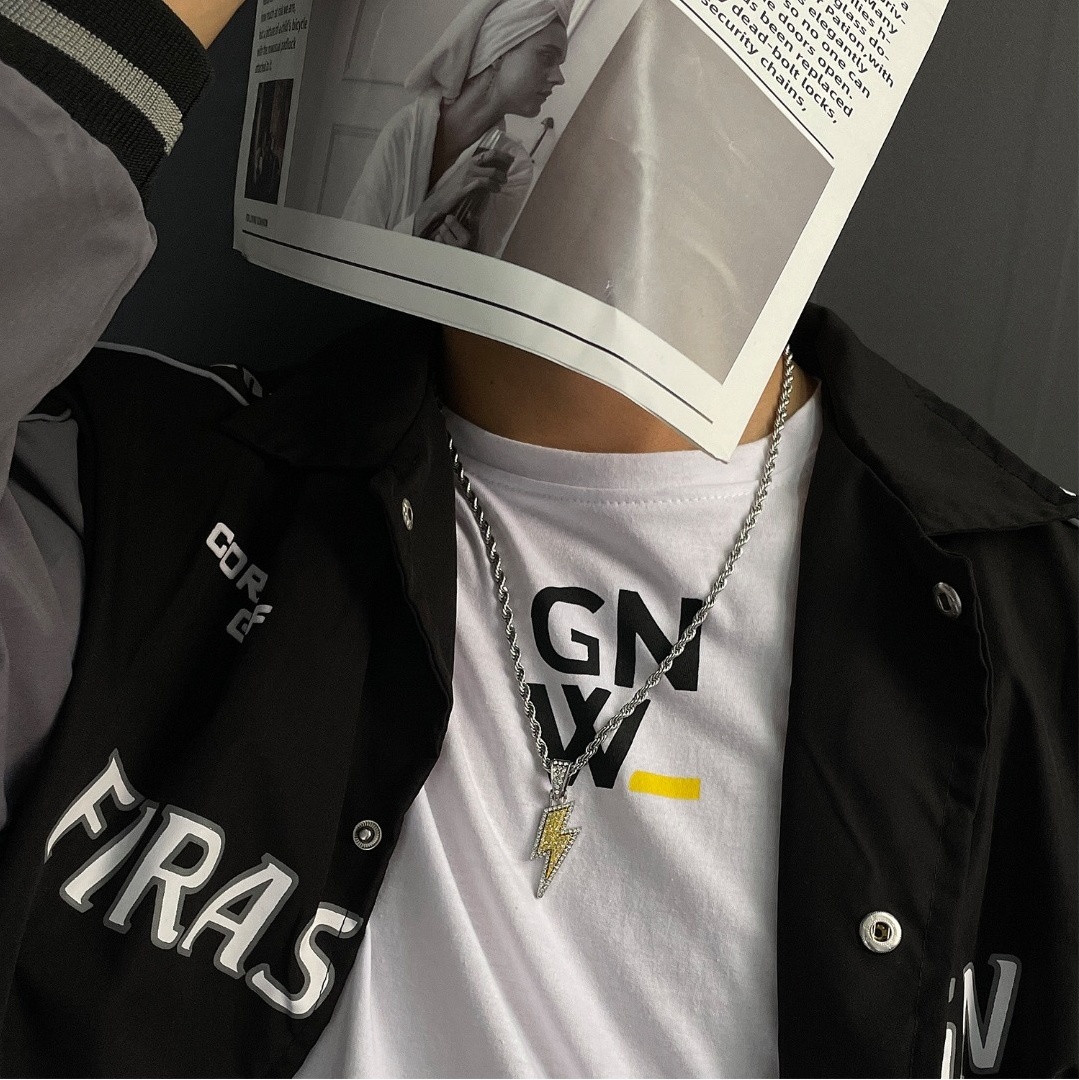 Rhinestone Lightning Pendant Necklace