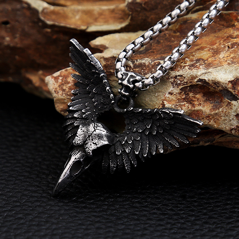 Viking Raven Skull Necklace