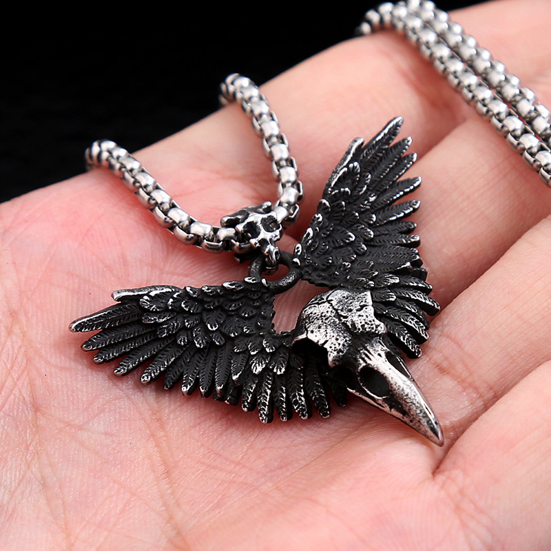 Viking Raven Skull Necklace