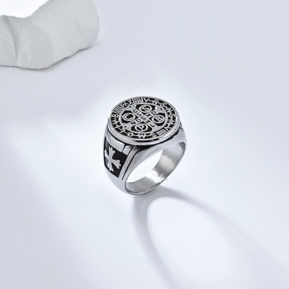 Vintage Exorcist Stainless Steel Cross Ring