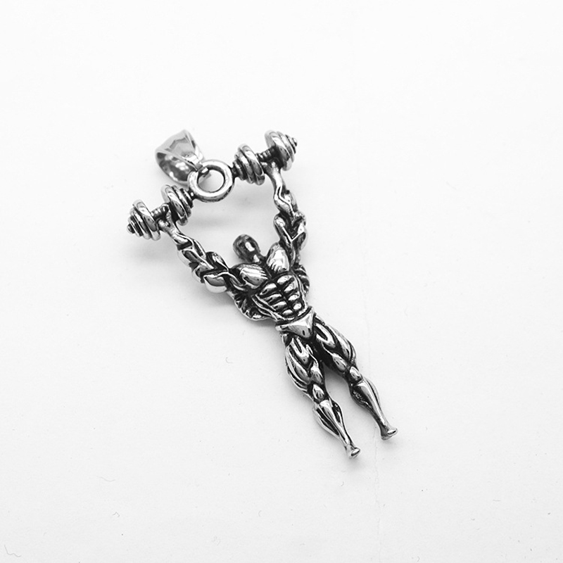 Fitness expert muscular man dumbbell men's necklace