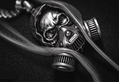 Retro biochemical skull pendant necklace