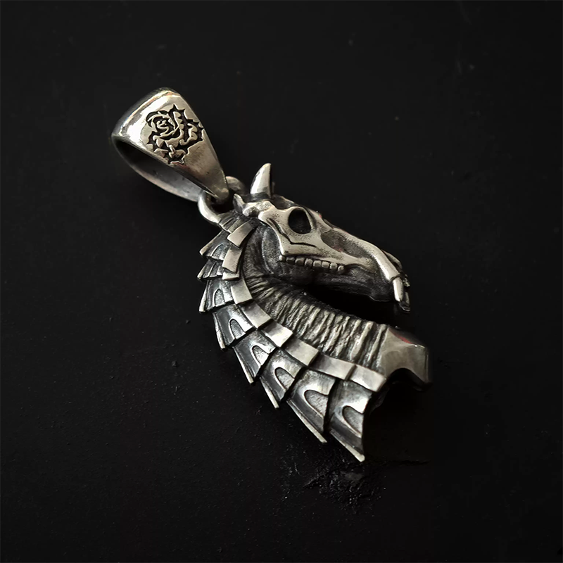 War Horse Skull Pendant Necklace