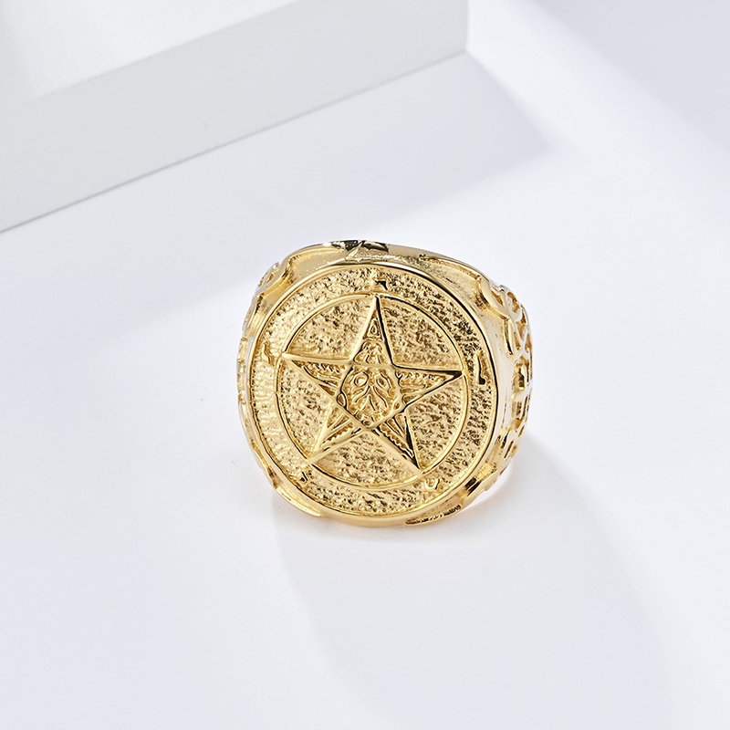 Vintage Fallen Angel Pentagram Ring