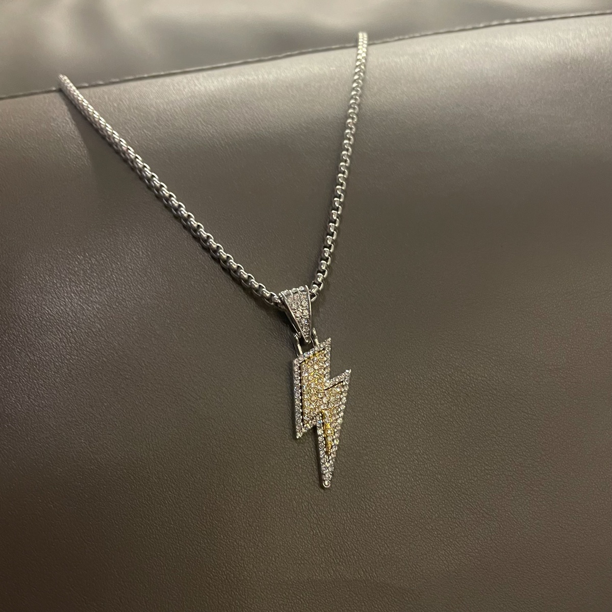Rhinestone Lightning Pendant Necklace