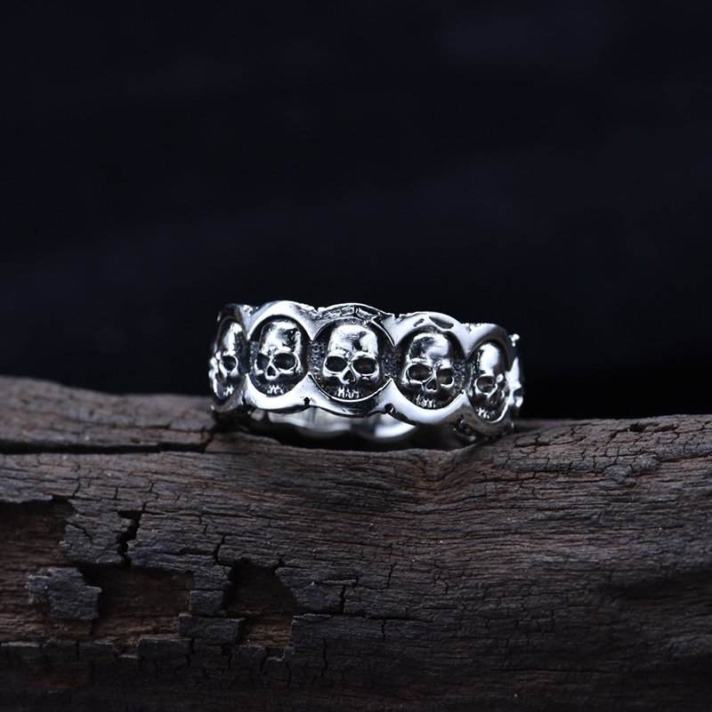 High-grade skull open adjustable ring