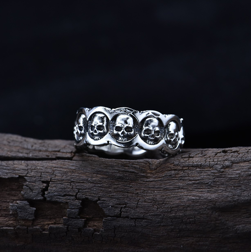High-grade skull open adjustable ring