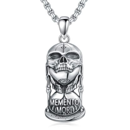 Death Warning Skull Hourglass Necklace