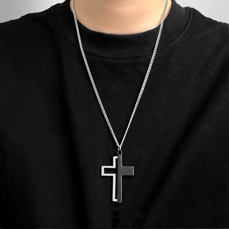 Two-tone cross necklace