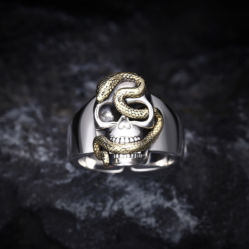 Python ring open Thai silver vintage ring