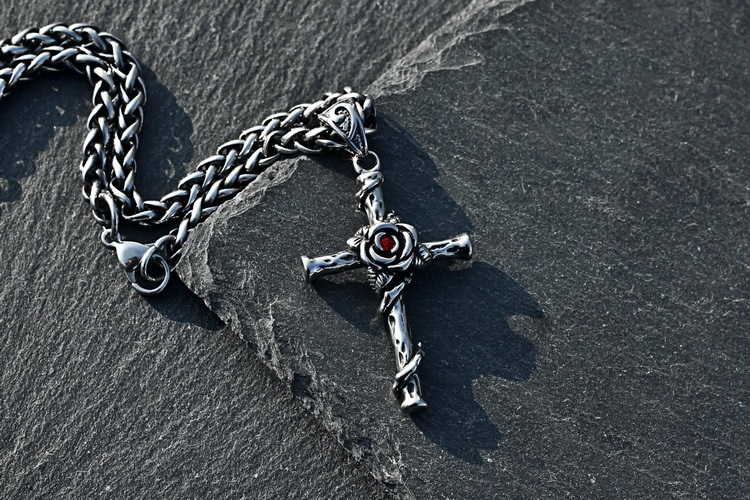 Rose Cross Necklace
