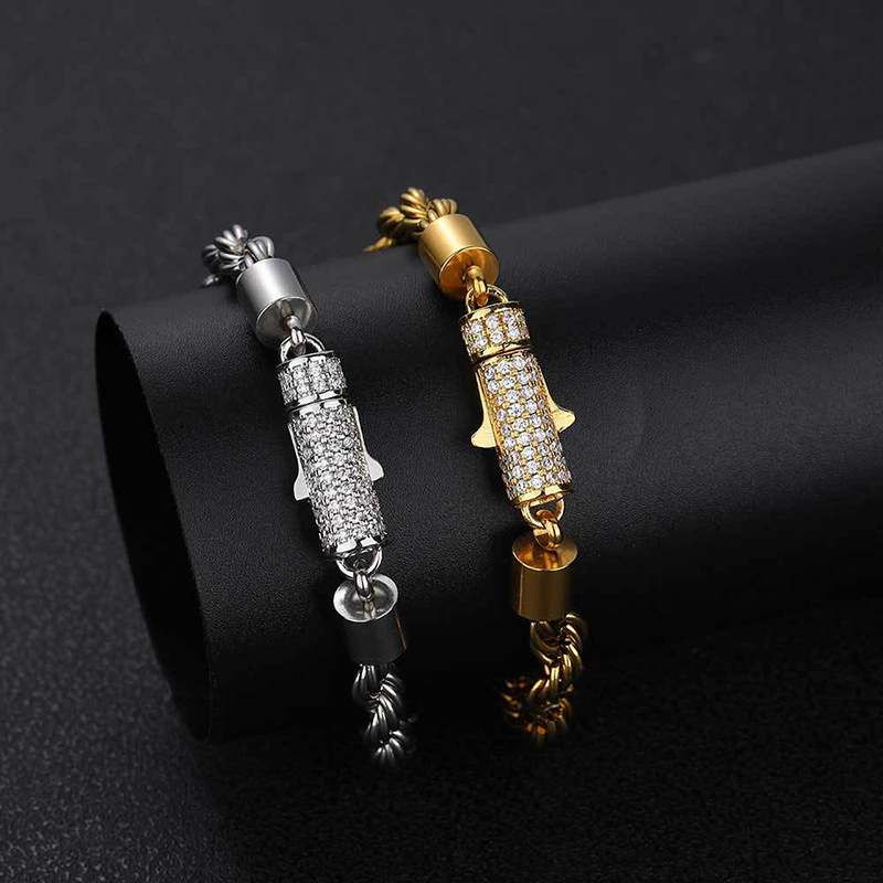Diamond buckle twist chain hip hop jewelry
