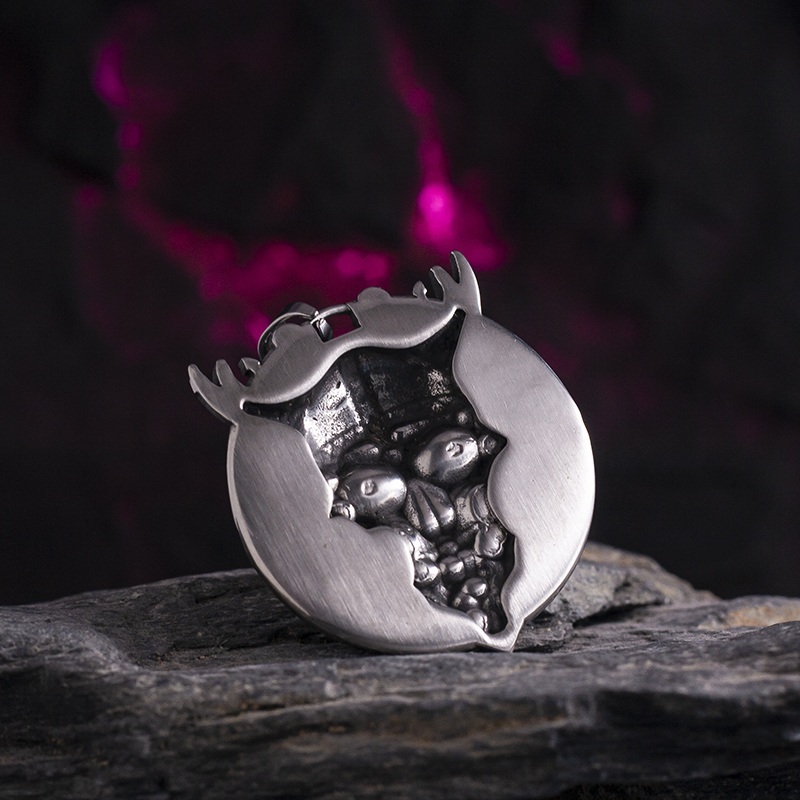 Large Skull Embossed Pendant Necklace
