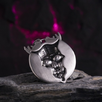 Large Skull Embossed Pendant Necklace