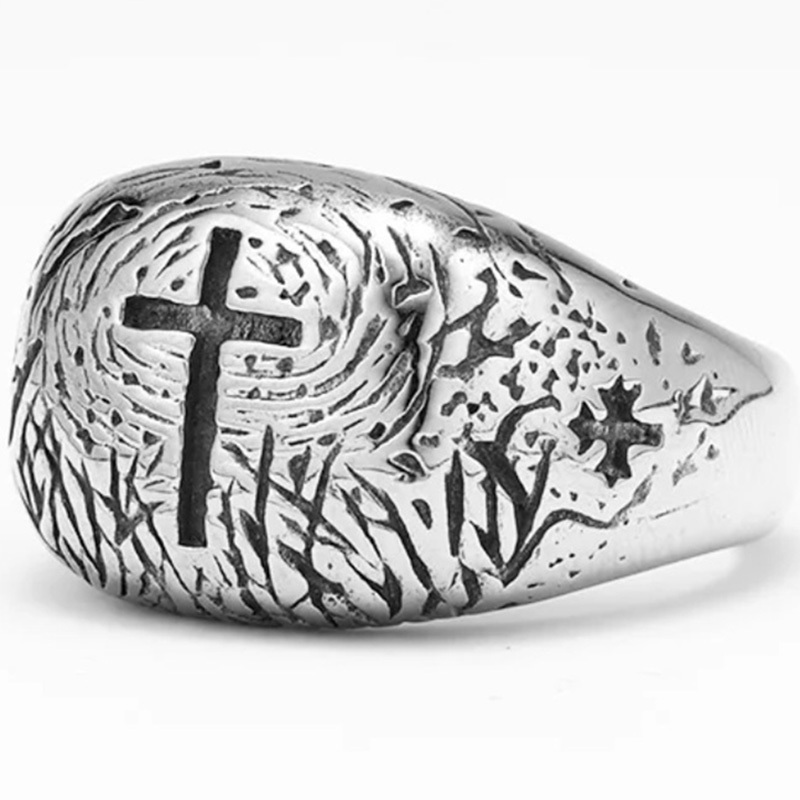 Vintage Heavy Industry Cross Ring