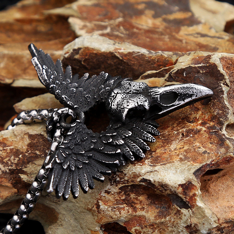 Viking Raven Skull Necklace