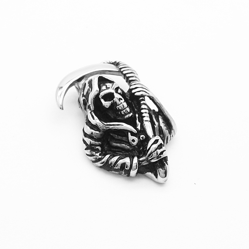 Gothic Death Scythe Skull Pendant Necklace