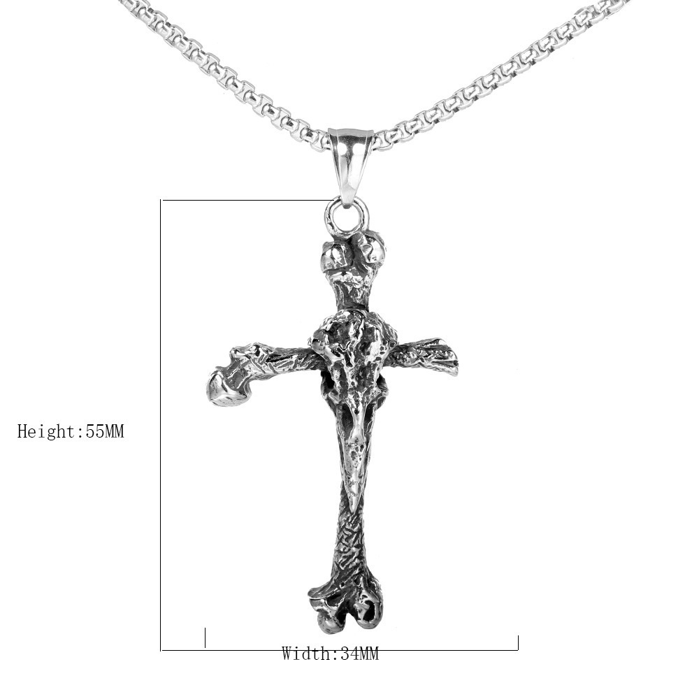 Crow Skull Cross Necklace