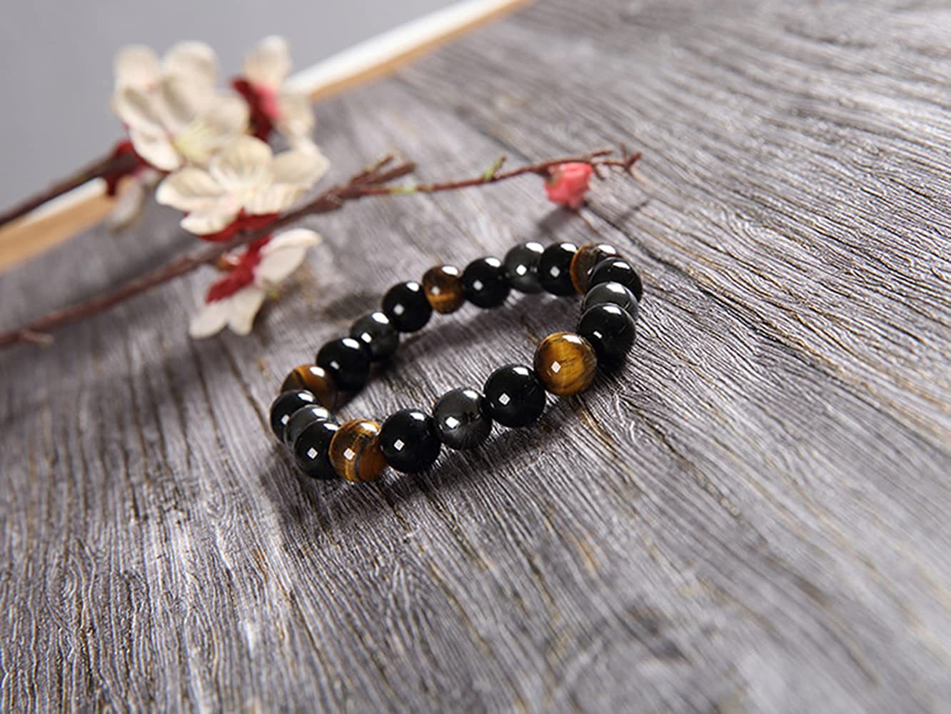 Natural Stone Three Color Beaded Bracelet