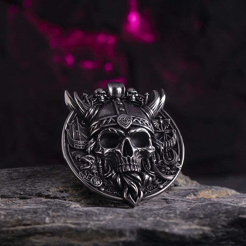 Large Skull Embossed Pendant Necklace