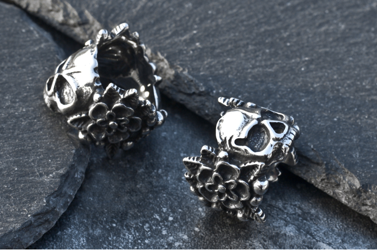 Flower Skull Ring