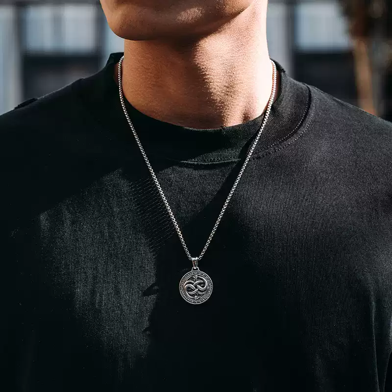 Mobius Infinity Snake Medal Necklace