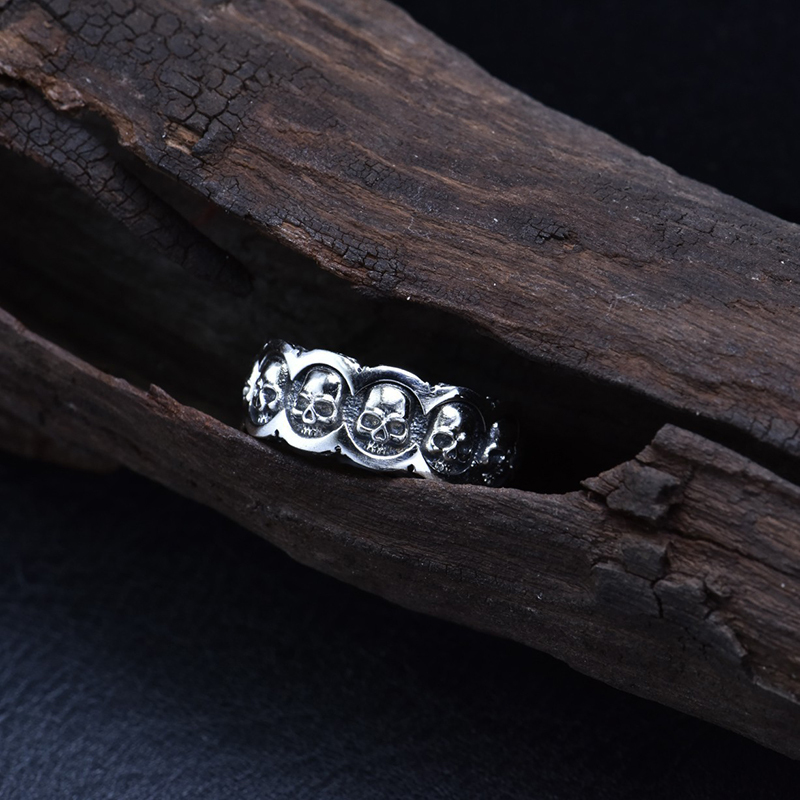 High-grade skull open adjustable ring