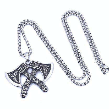 Viking Odin Axe Rune Shield Necklace
