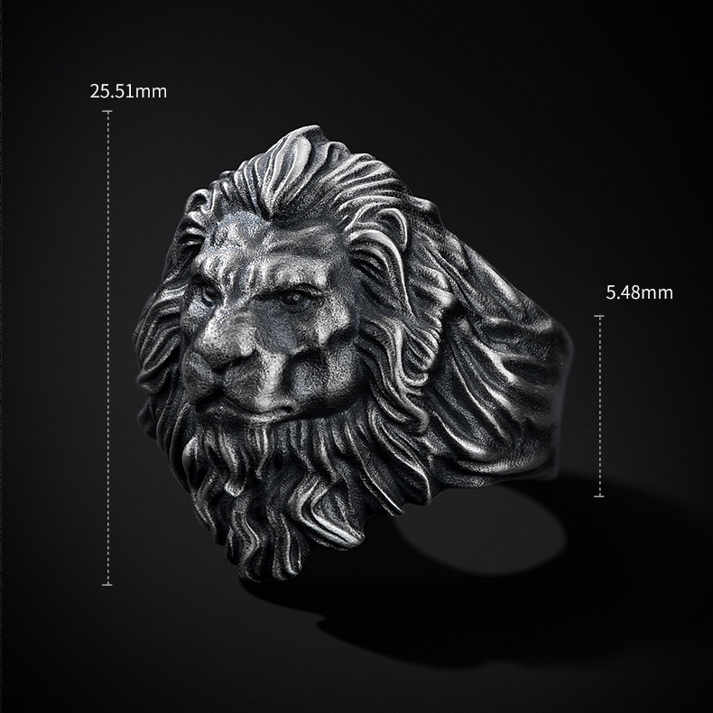 3D lion domineering wide face big ring