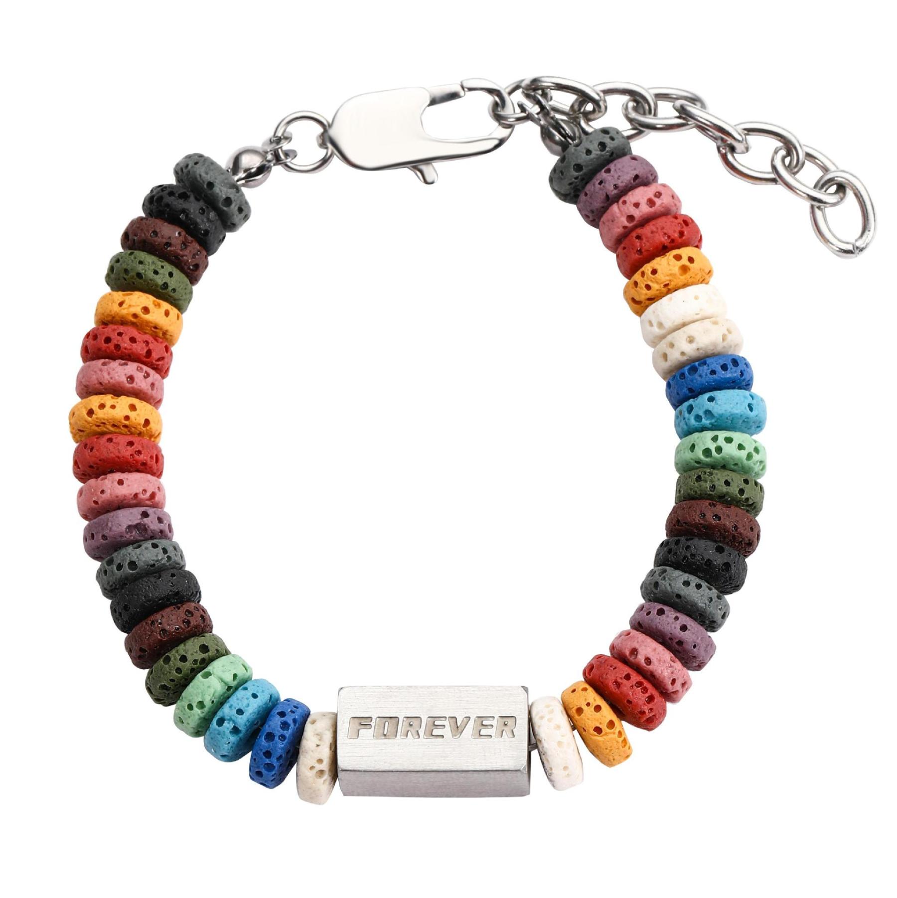 Colorful volcanic stone bracelet