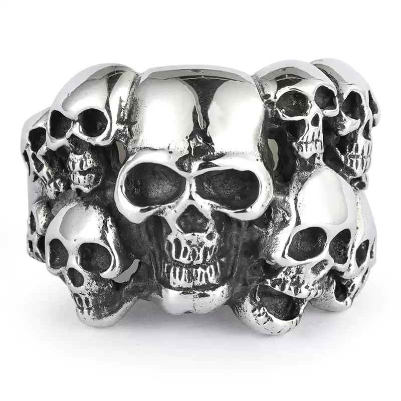 Sterling Silver Phantom Skull Biker Ring