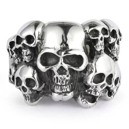 Sterling Silver Phantom Skull Biker Ring