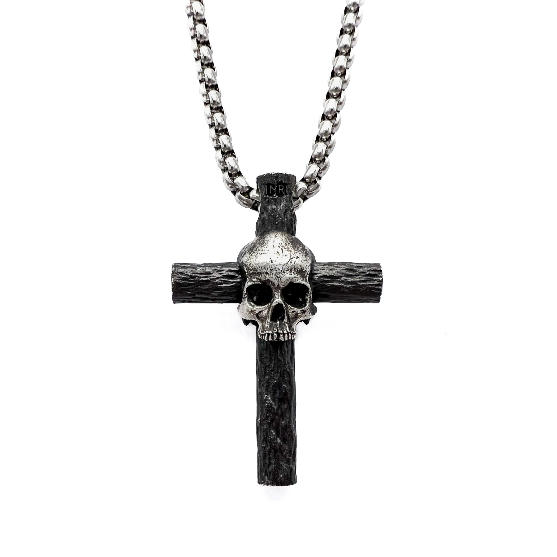 Skeleton Stake Cross Necklace