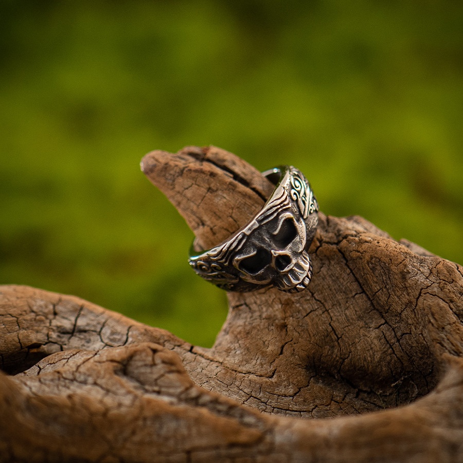 Santa Muerte skull ring