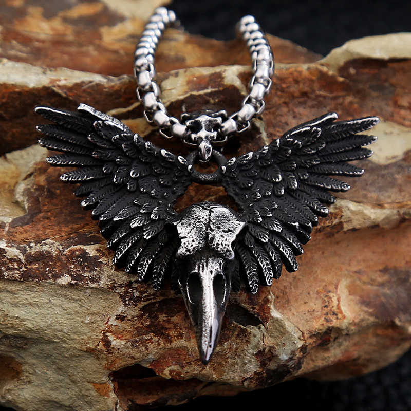 Viking Raven Skull Necklace