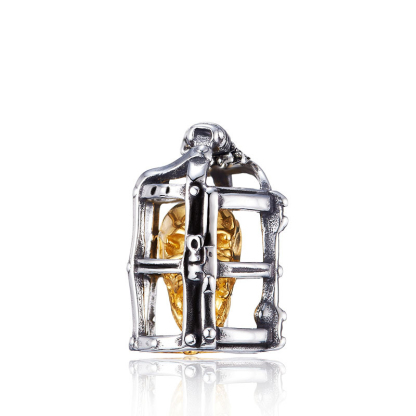 Vintage Prison Cage Skull Pendant Necklace