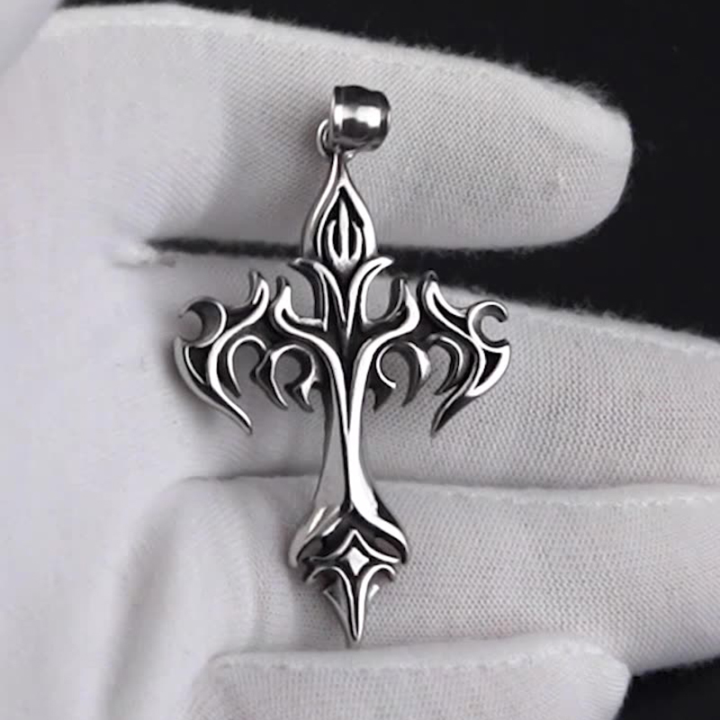 Creative Cross Flame Pendant Necklace