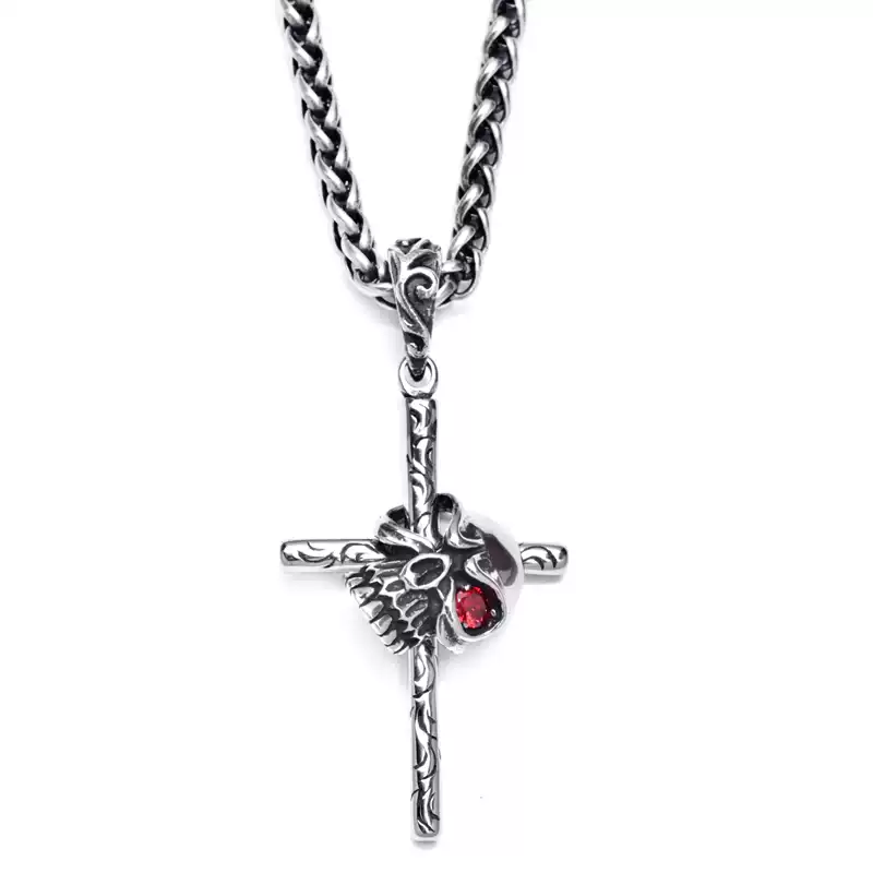 Gothic hipster skull cross necklace