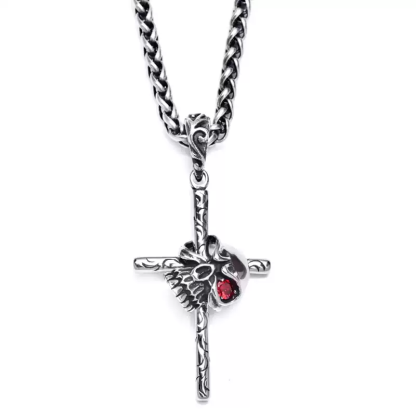 Gothic hipster skull cross necklace