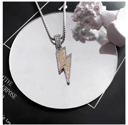 Rhinestone Lightning Pendant Necklace