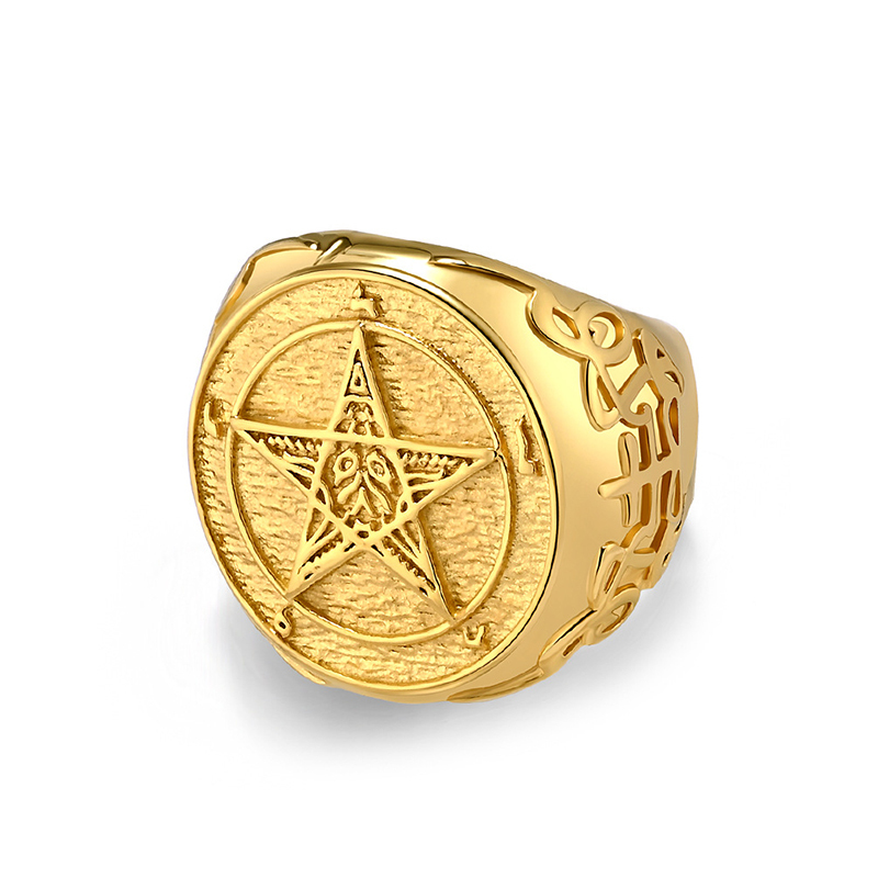 Vintage Fallen Angel Pentagram Ring