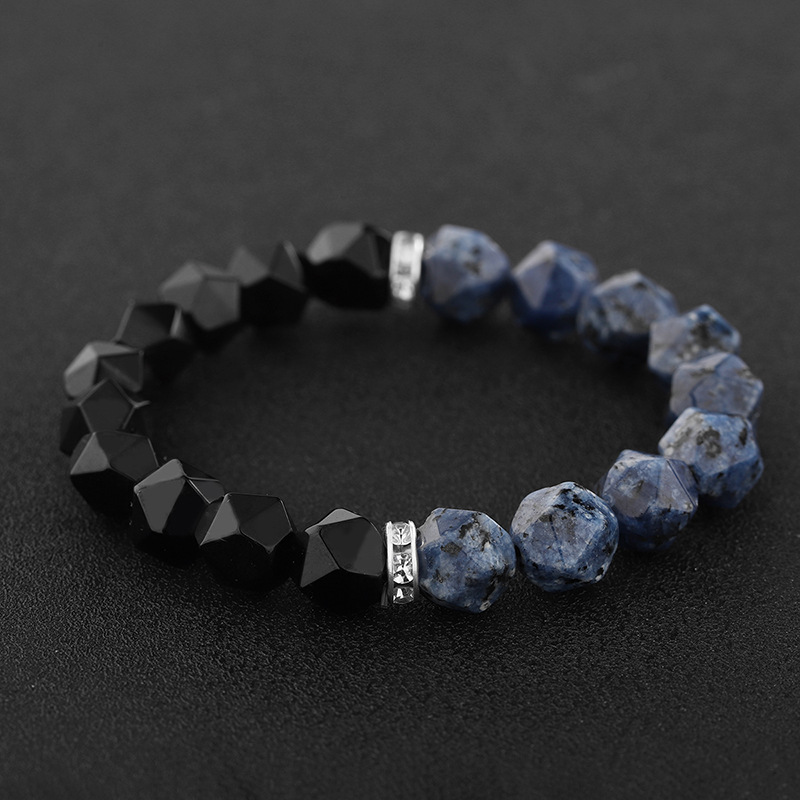Black agate blue line stone Poseidon bracelet
