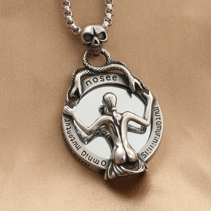 Magic Mirror Skull Pendant Necklace