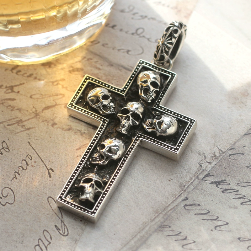 Skull Tombstone Cross Necklace